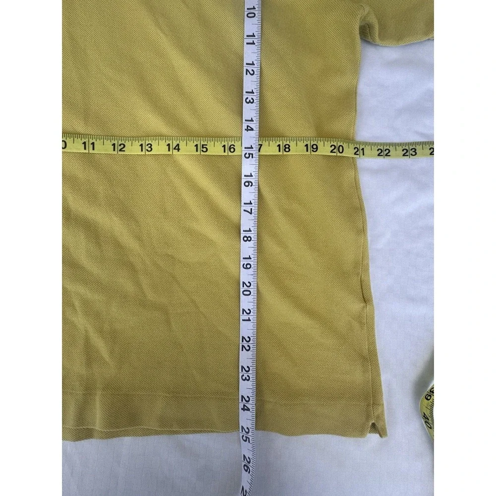 Lacoste Classic Pique Polo Women's 5 M Mustard Yellow Short Sleeve Croc Logo - Picture 4 of 6